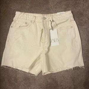 Zara Off-White Denim Shorts